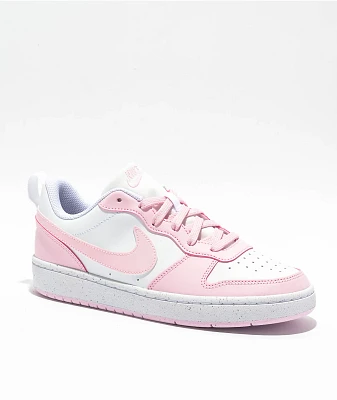 Nike Kids Court Borough Low Recraft White & Pink Foam Shoes