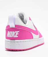 Nike Kids Court Borough Low Recraft White & Pink Shoes