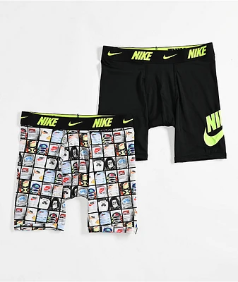 Nike Kids Dri-FIT Essential Micro Black & Mosaic 2-Pack Boxer Briefs