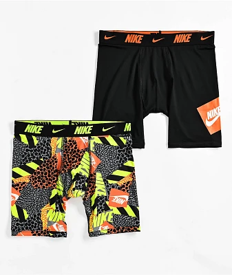 Nike Kids Dri-FIT Essential Micro Neon & Orange 2-Pack Boxer Briefs