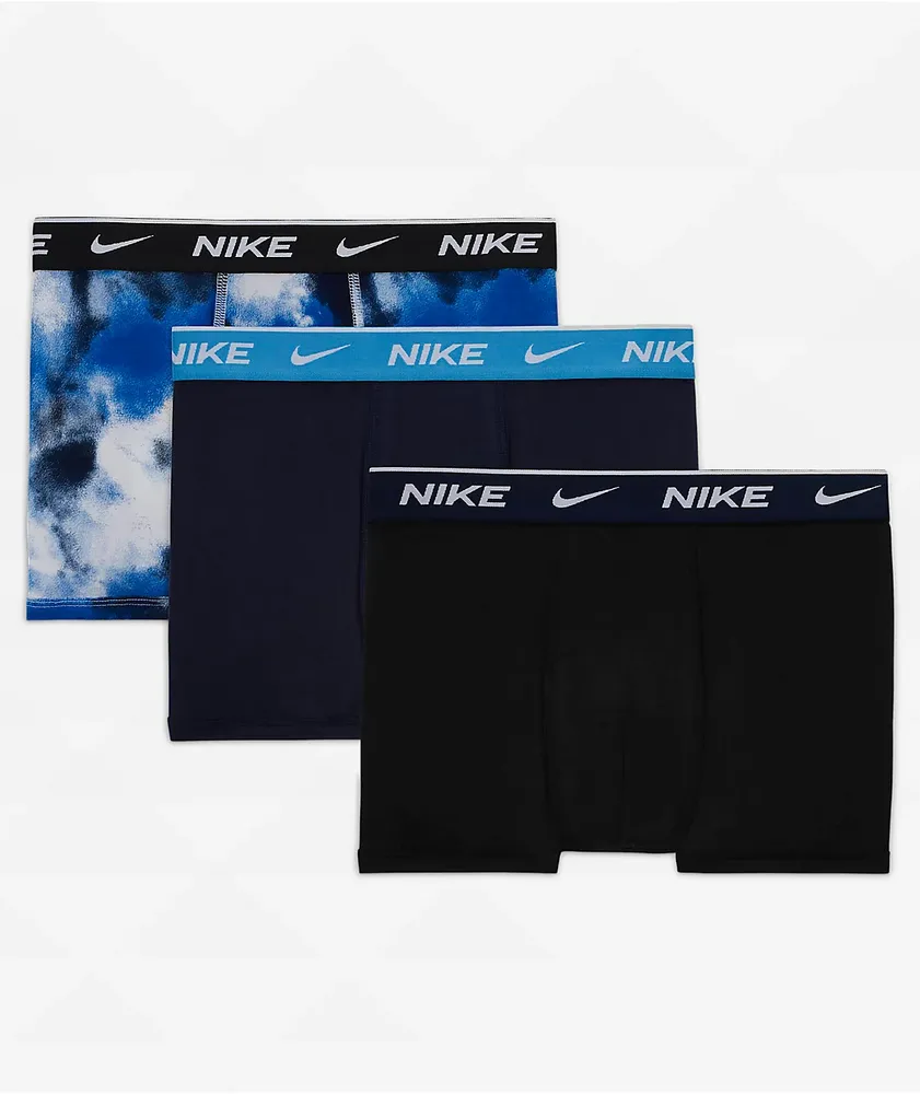 Nike Kids Essential Cotton Stretch Black & Blue 3-Pack Boxer