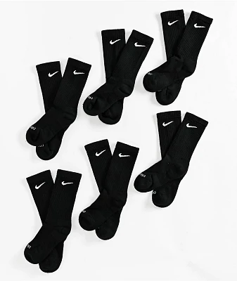 Nike Kids Everyday Plus 6 Pack Black Crew Socks