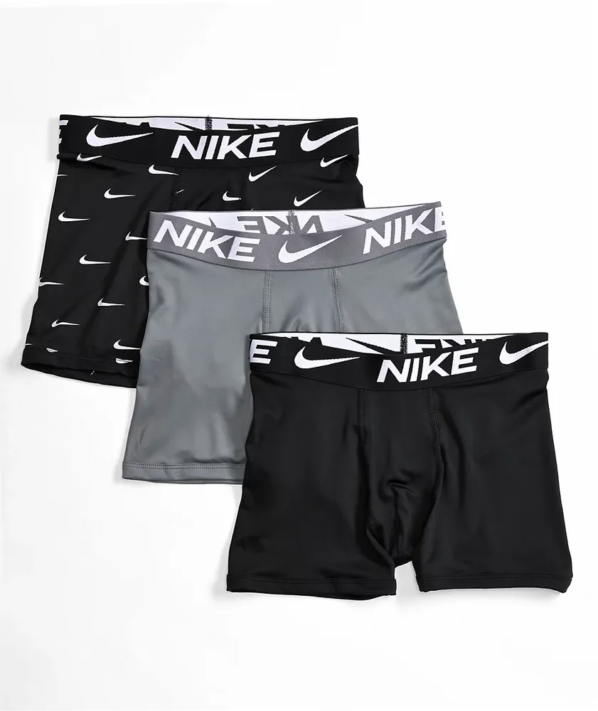 Nike Kids Grey & Black 3 Pack Boxer Briefs