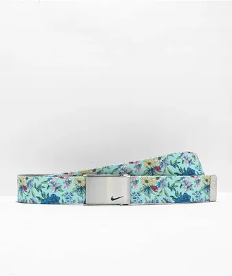 Nike Reversible Mint Floral Print Web Belt