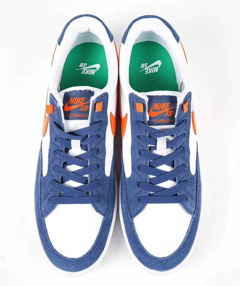 Nike SB Adversary Premium Navy, Orange & White Skate Shoes