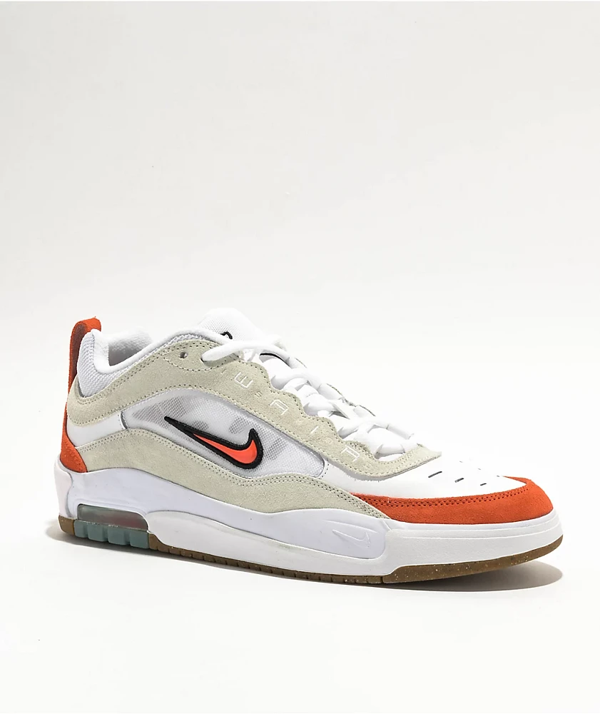 Nike SB Air Max Ishod Summit White & Orange Skate Shoes