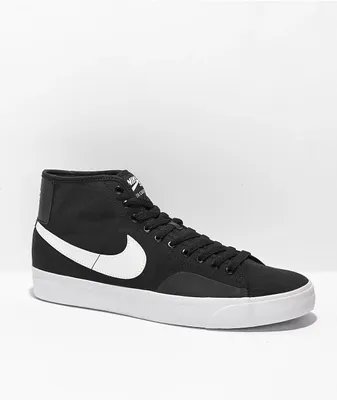 Nike SB BLZR Court Mid Black & White Skate Shoes