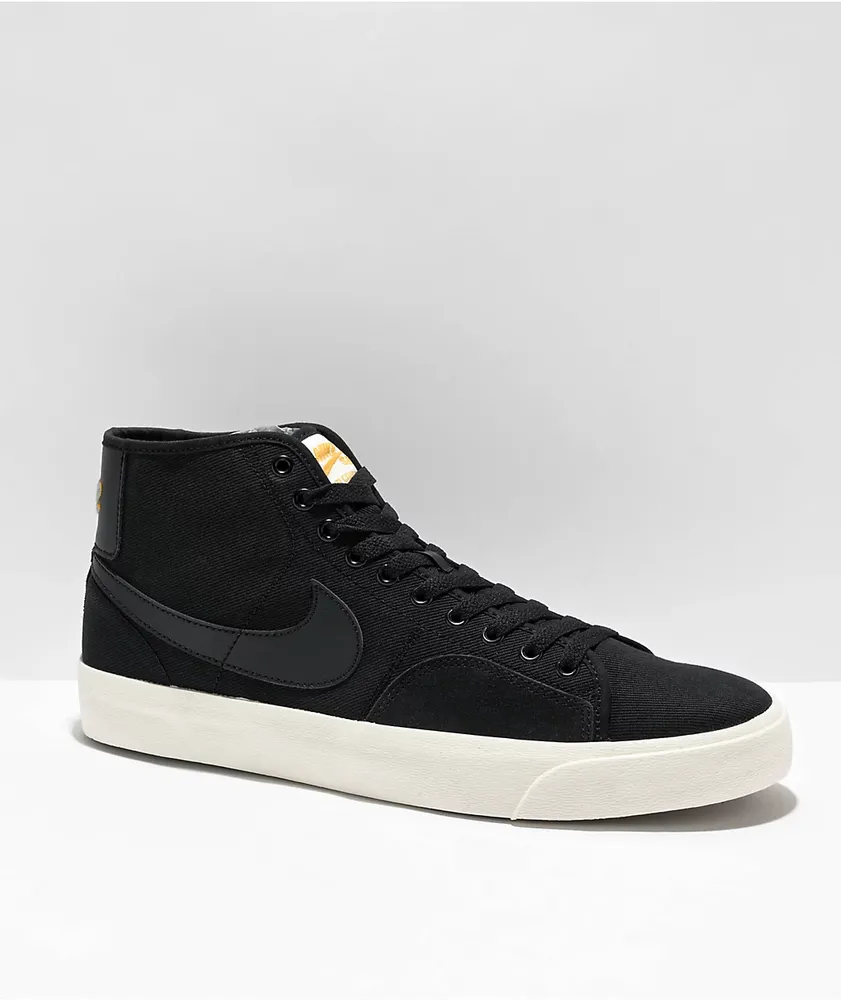 Nike SB BLZR Court Mid Premium Black & Sail Skate Shoes