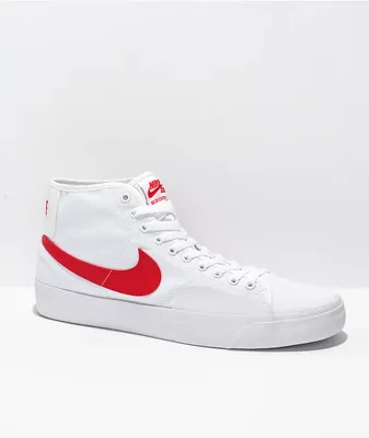 Nike SB BLZR Court Mid White & Red Skate Shoes