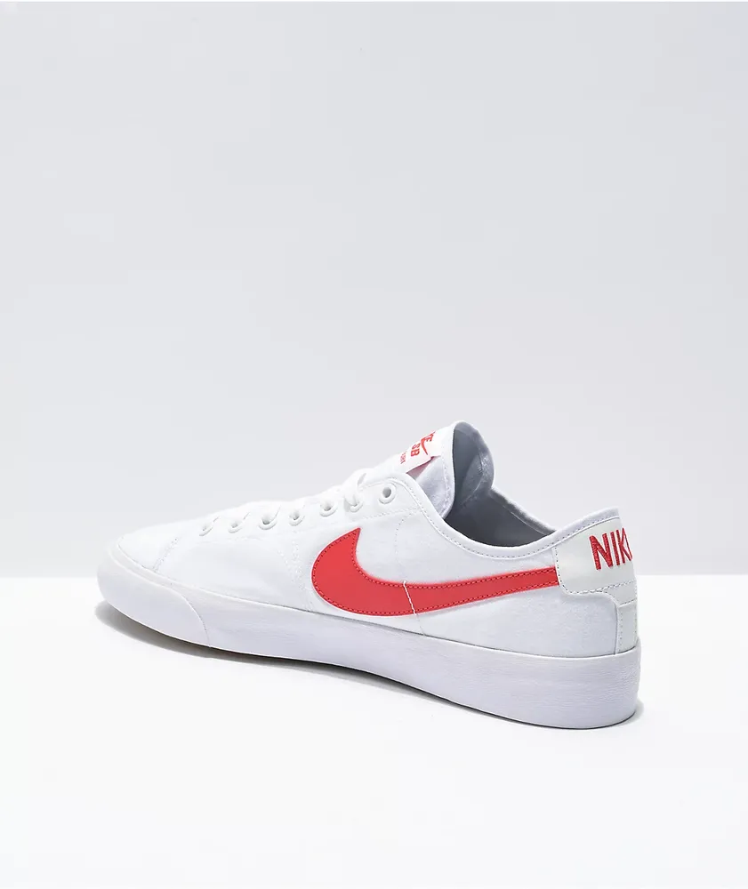 Nike SB BLZR Court White & Red Skate Shoes