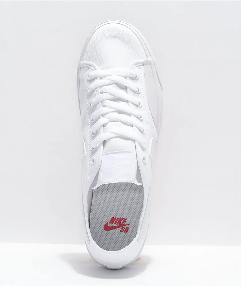 Nike SB BLZR Court White & White Skate Shoes