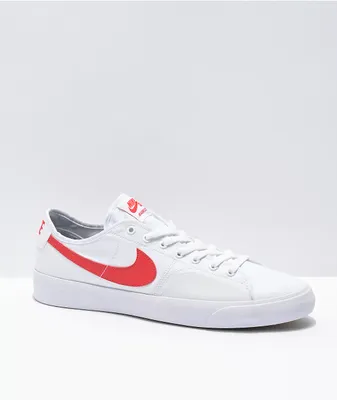Nike SB Blazer Court White & Red Skate Shoes