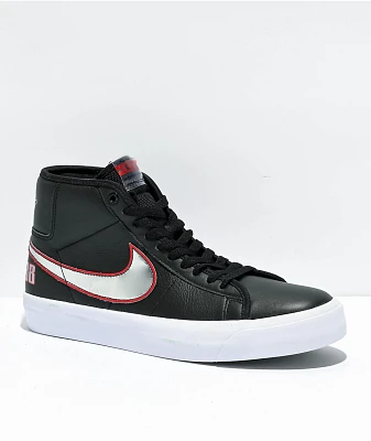 Nike SB Blazer Mid GT Pro Black, Red & Silver Skate Shoes
