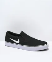 Nike SB Chron 2 Black & White Slip-On Skate Shoes