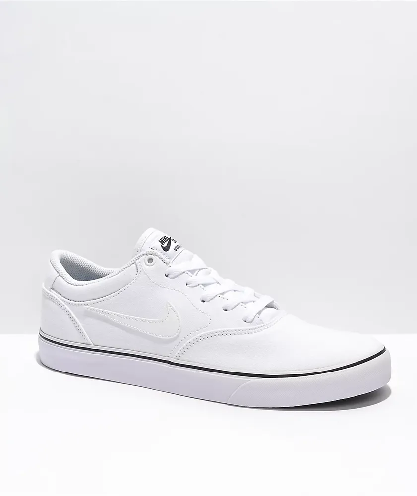 Nike SB Chron 2 White Canvas Skate Shoes