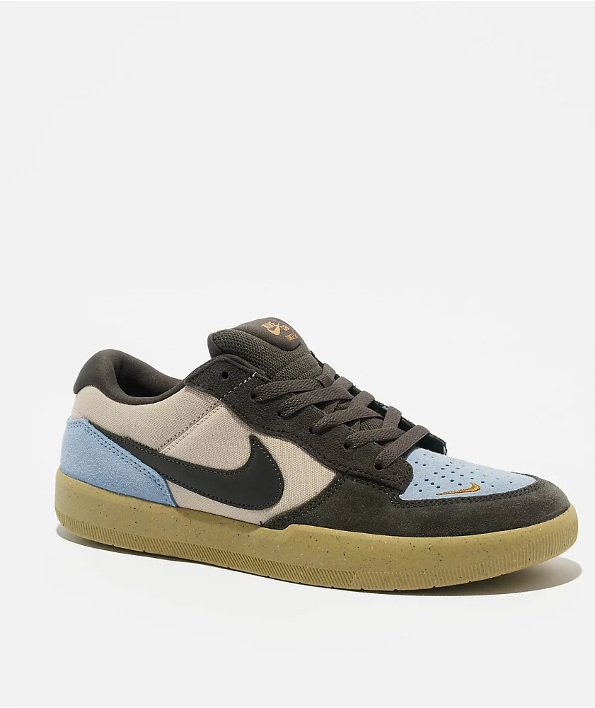Nike SB Force 58 Light Orewood Brown, Psychic Blue & Medium Ash Skate Shoes