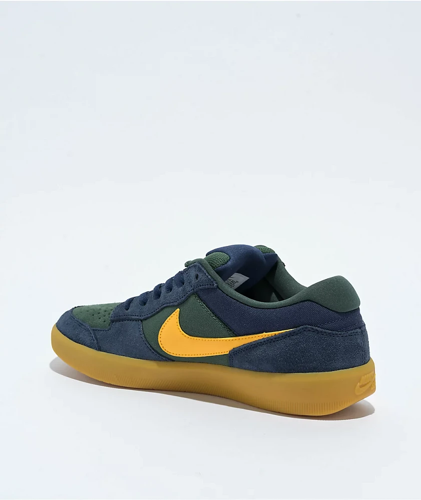 Nike SB Force 58 Midnight Navy, Fir, University Gold, & Gum Skate Shoes