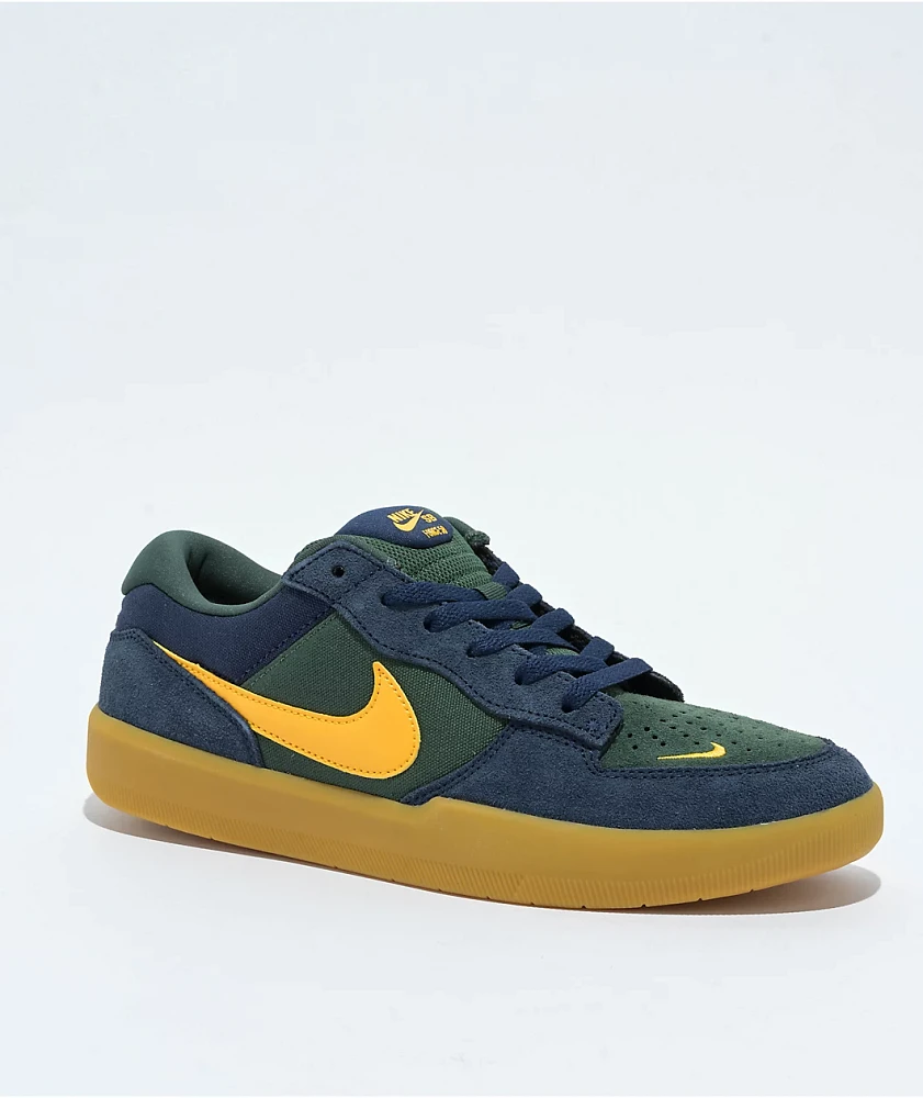 Nike SB Force 58 Midnight Navy, Fir, University Gold, & Gum Skate Shoes