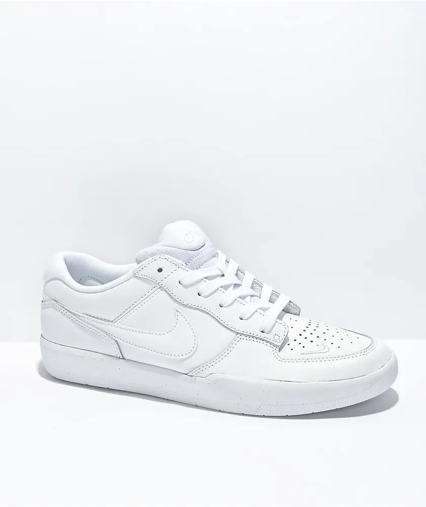 Nike SB Force 58 Premium Leather White Skate Shoes