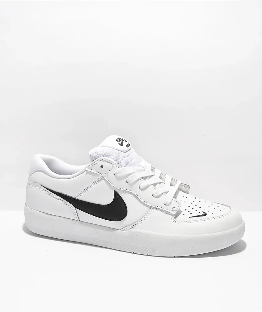 Nike SB Force 58 White & Black Leather Skate Shoes