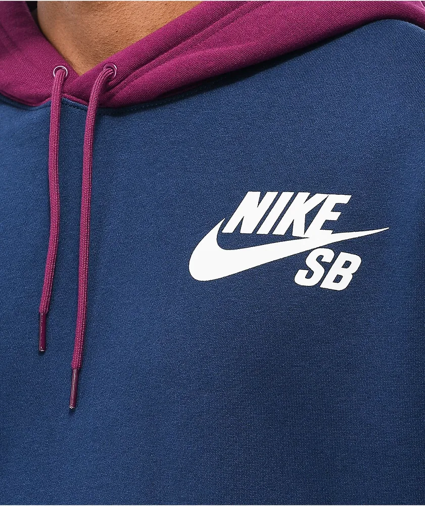 Nike SB Icon Navy & Sangria Hoodie