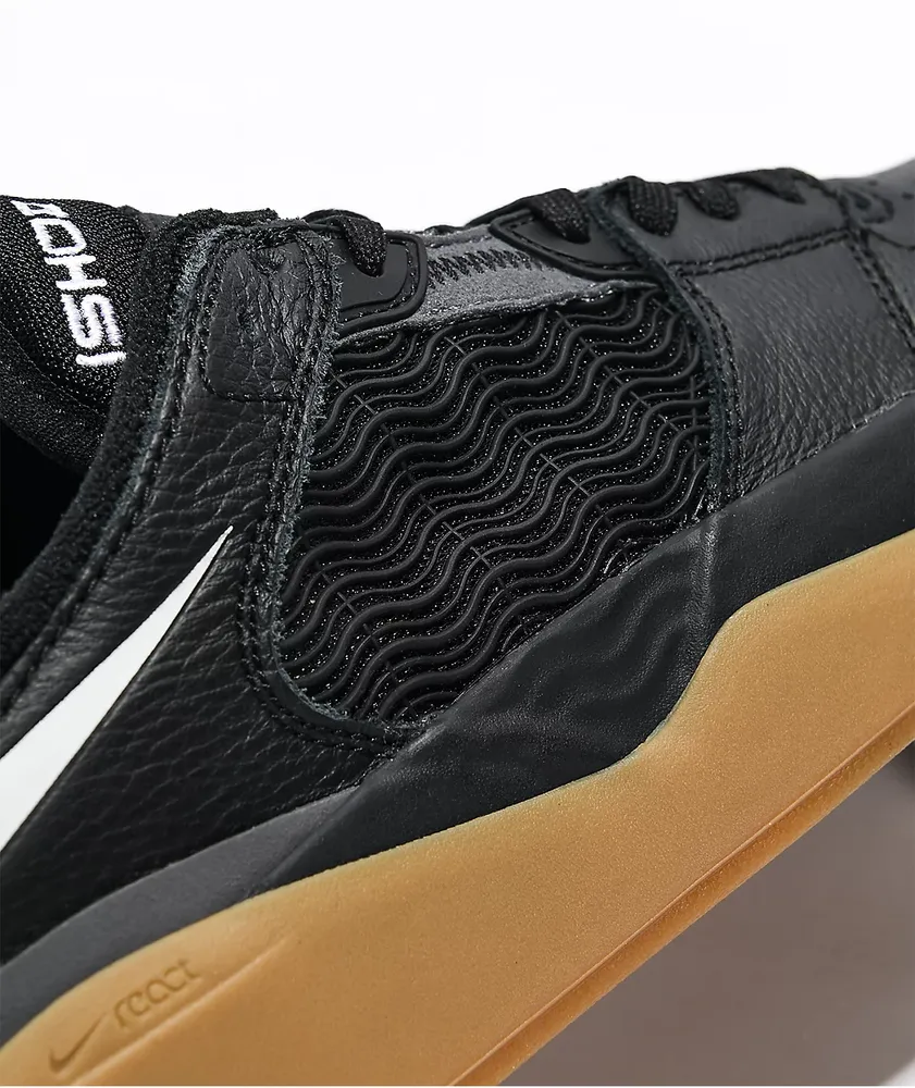 Nike SB Ishod Black, White, & Gum Leather Skate Shoes