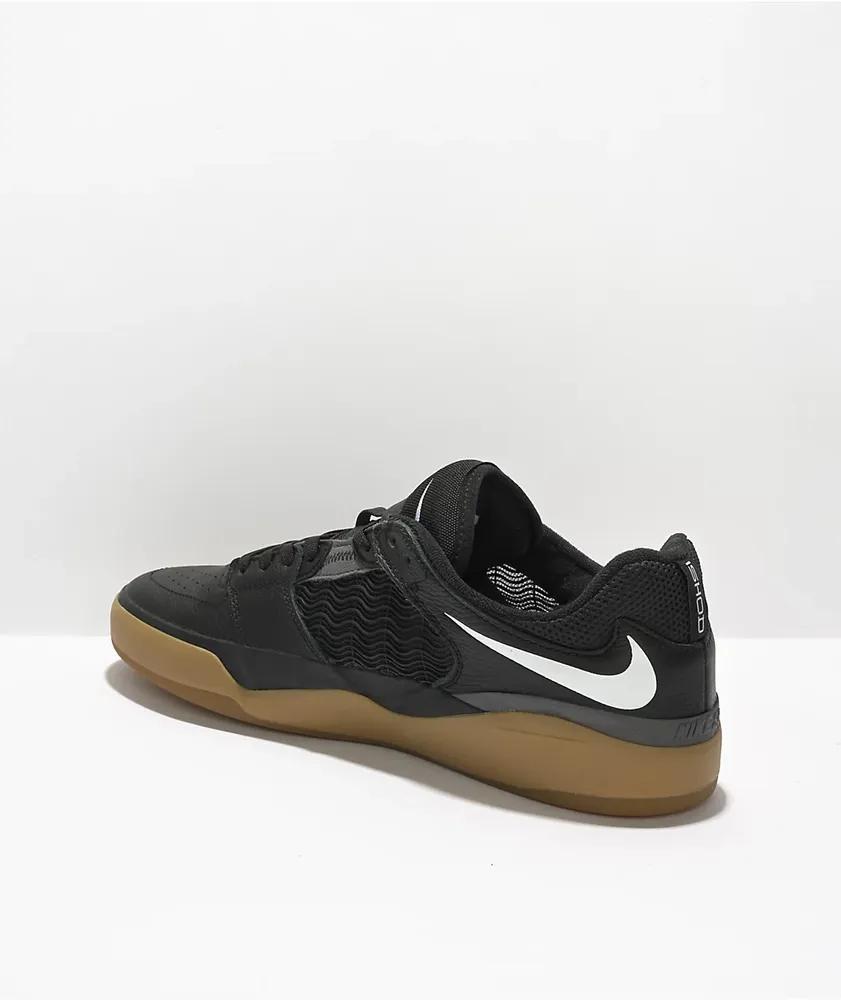Nike SB Ishod Black, White, & Gum Leather Skate Shoes
