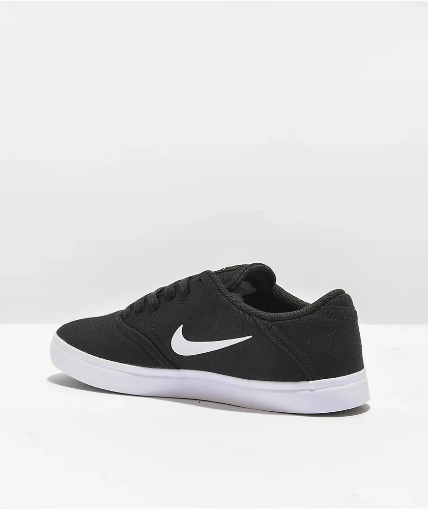 Nike SB Kids Check Canvas Black & White Skate Shoes