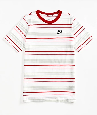 Nike SB Kids Club Stripe White & Red T-Shirt