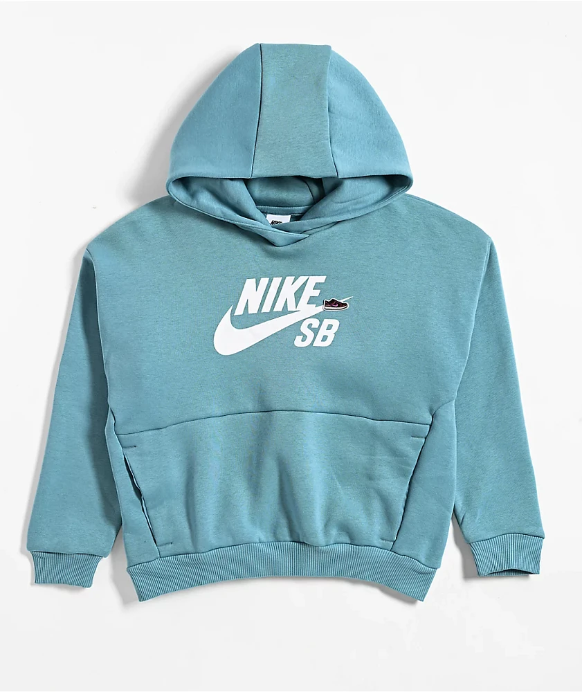 Nike SB Kids Icon EasyOn Denim Turquoise Hoodie