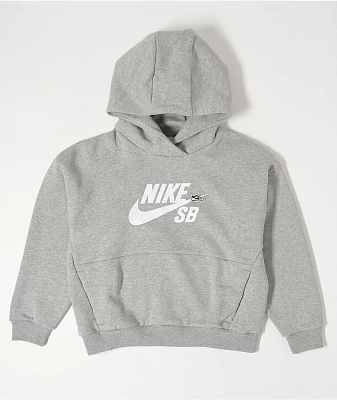 Nike SB Kids Icon Heather Grey Hoodie