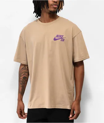 Nike SB Logo Khaki & Purple T-Shirt