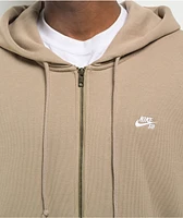 Nike SB Logo Khaki & White Zip Hoodie