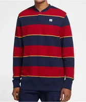 Nike SB Novelty Red & Navy Stripe Long Sleeve Henley Shirt