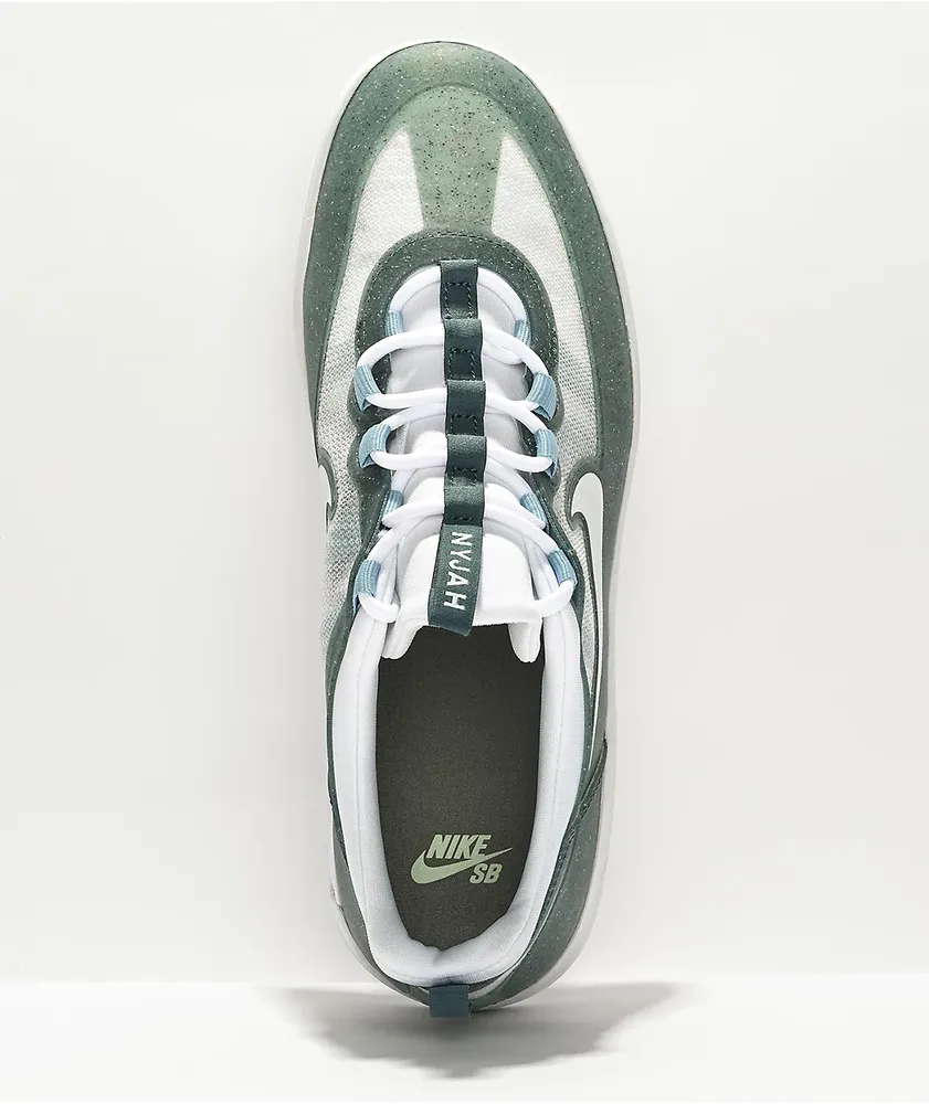 Nike SB Nyjah Free 2 Ash Green, White, & Blue Skate Shoes
