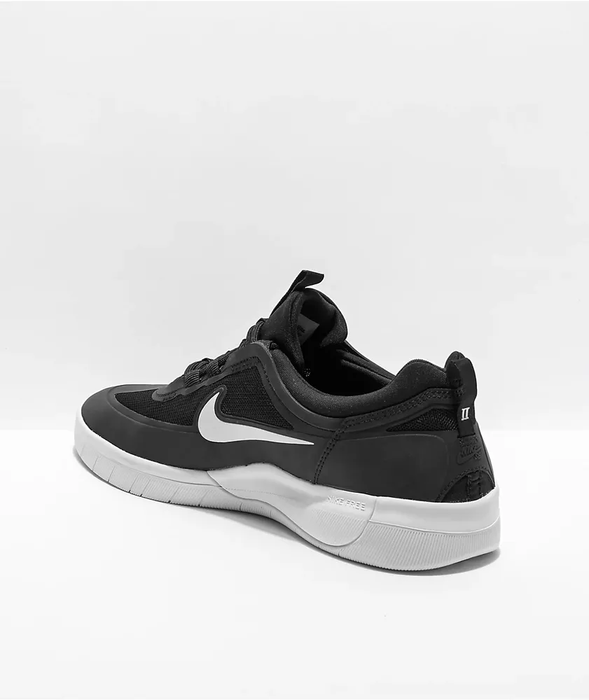 Nike SB Nyjah Free 2.0 Black & White Skate Shoes