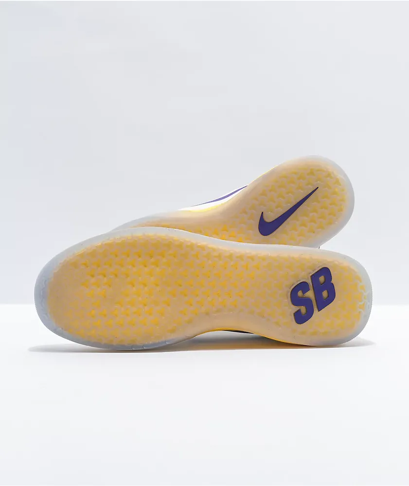 Nike SB Nyjah Free 2.0 x NBA White, Purple, & Gold Skate Shoes