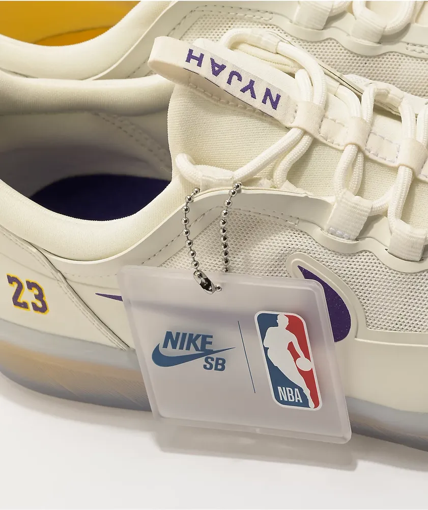 Nike SB Nyjah Free 2.0 x NBA White, Purple, & Gold Skate Shoes