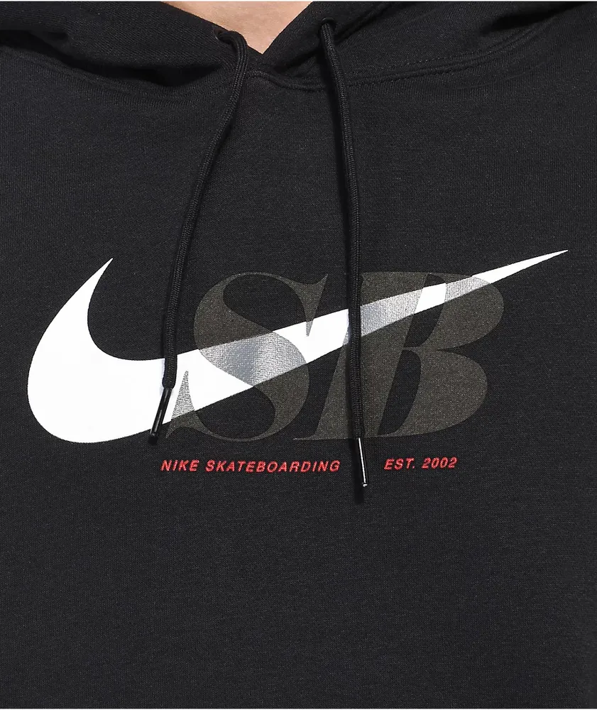Nike SB Swoosh Through Black Pullover Hoodie