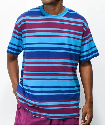 Nike SB Yarn Dye Blue & Maroon Stripe Knit T-Shirt