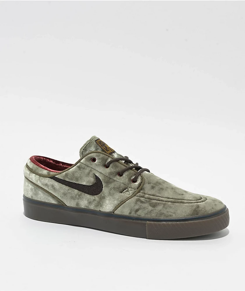 Nike SB Zoom Janoski OG+ SE Medium Olive, Dark Team Red & Velvet Brown Skate Shoes