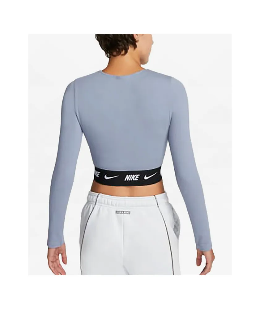 Nike Sportswear Blue Long Sleeve Crop T-Shirt