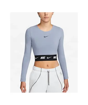 Nike Sportswear Blue Long Sleeve Crop T-Shirt