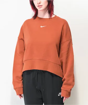 Nike Sportswear Burnt Orange Crop Crewneck Sweatshirt
