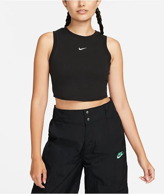 Nike Sportswear Chill Knit Black Ribbed Crop Tank Top