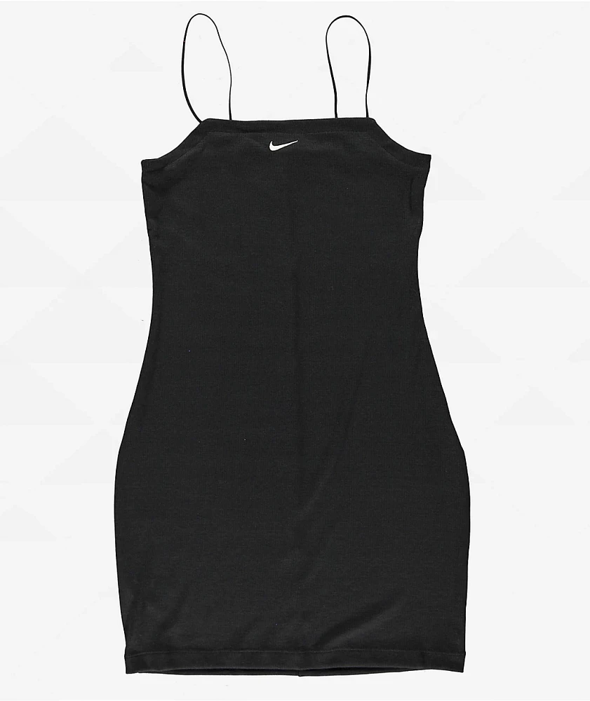 Nike Sportswear Chill Knit Mini-Rib Black Cami Dress