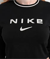 Nike Sportswear Chill Knit Slim Black Long Sleeve Crop T-Shirt