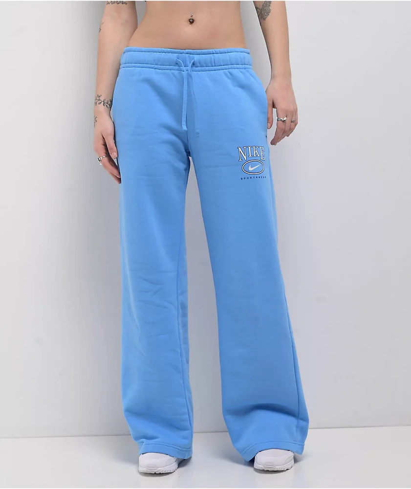 Nike Sportswear Club Blue Wide Leg Fleece Sweatpants