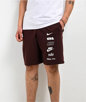 Nike Sportswear Club Plus Logo Brown Sweat Shorts