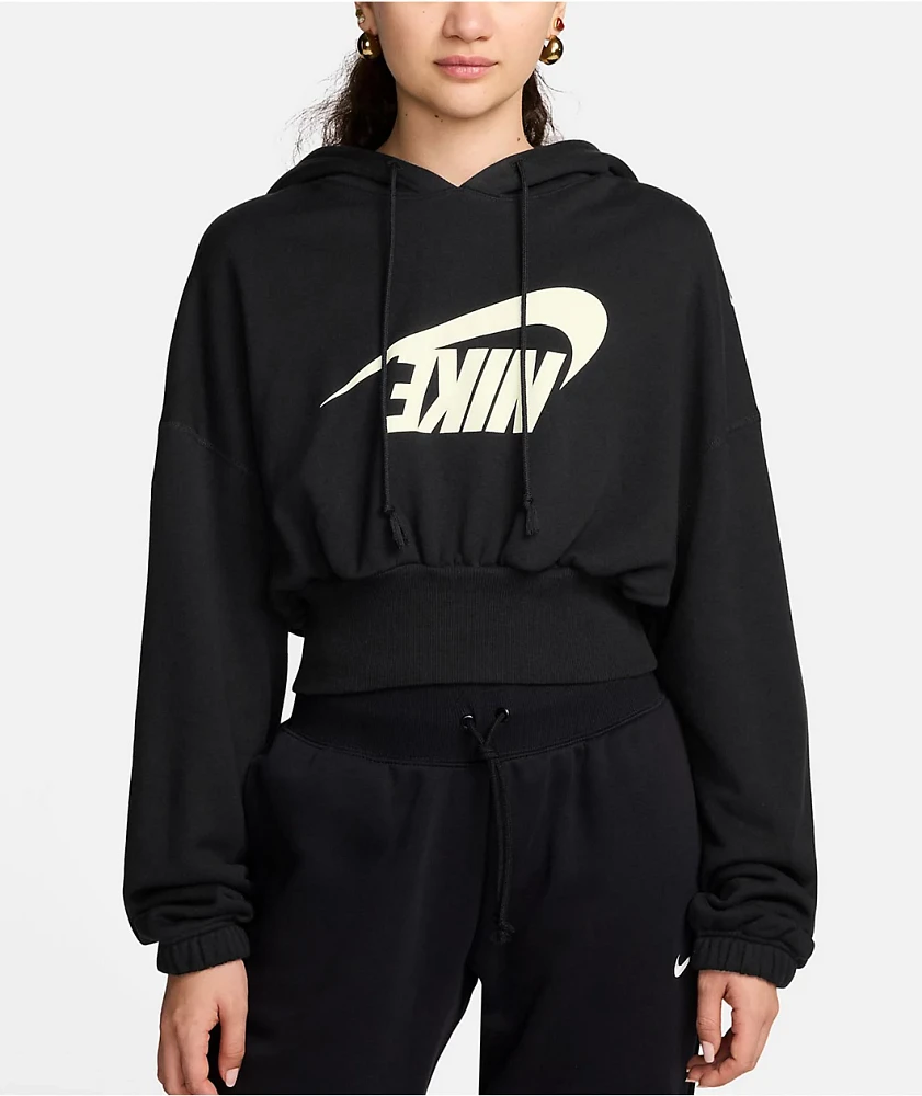 Nike Sportswear Dance Black Oversized Crop Hoodie